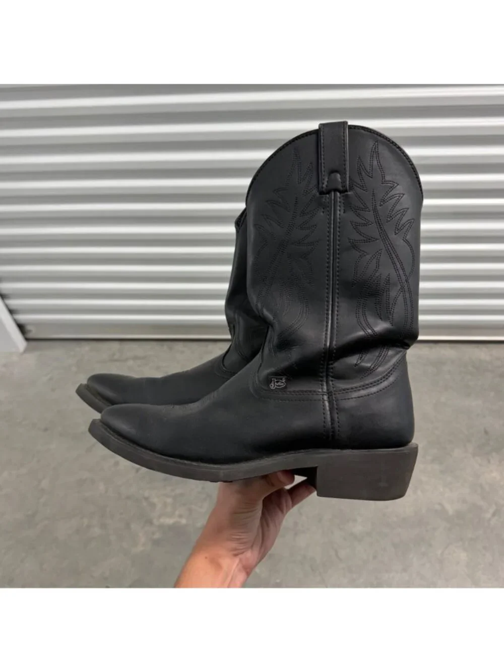 Justin JB1104 Mens Black Leather Western Cowboy Boots Size 9D